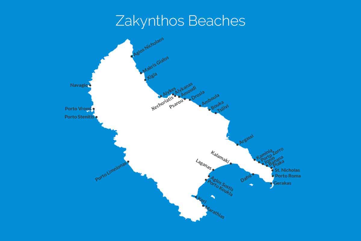 Zakynthos Beach Map