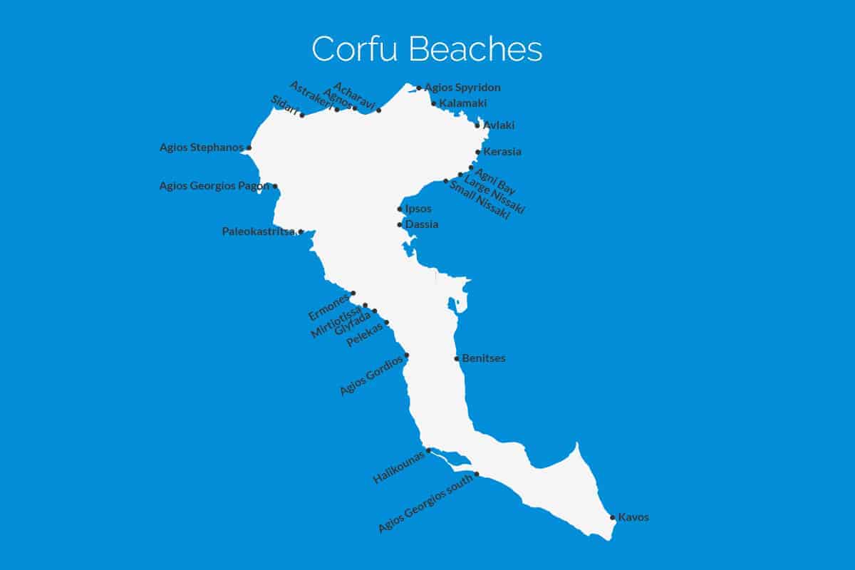 Corfu Beaches Map