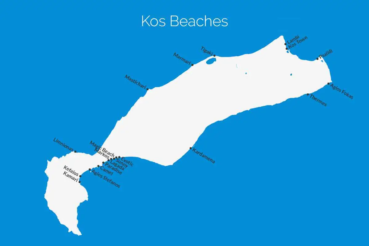 Kos Beach Map