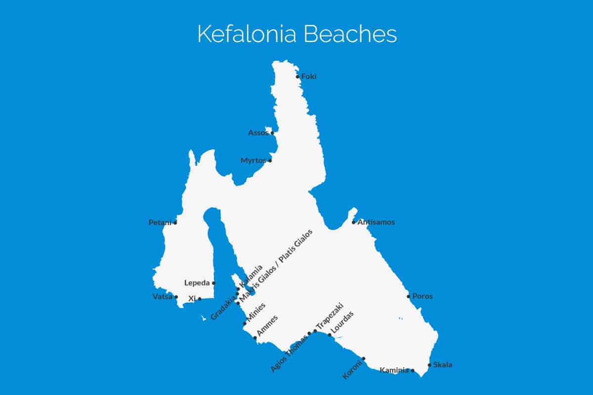Kefalonia Beach Map