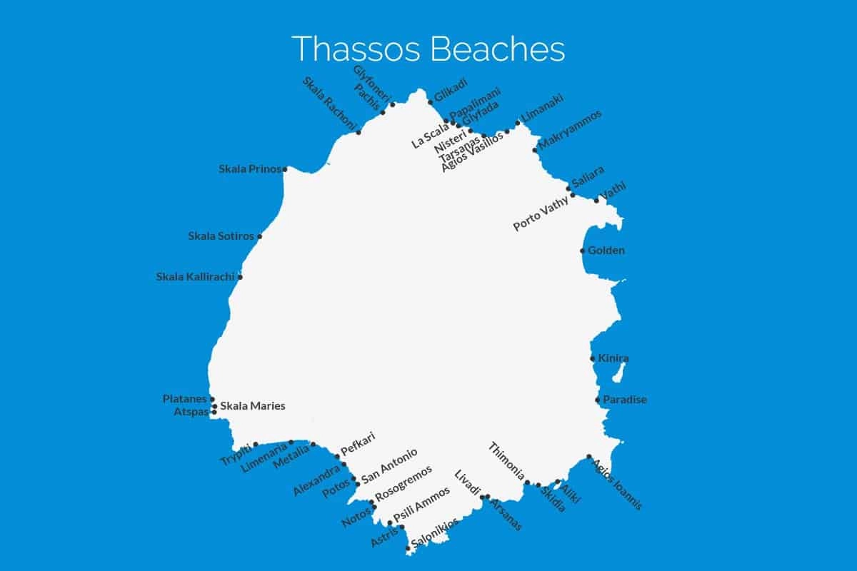 Thassos Beach Map